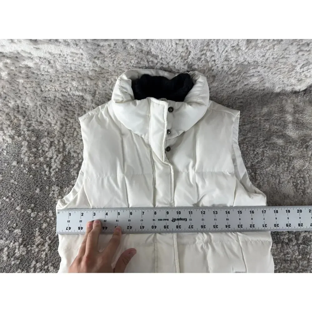 Marvin‎ Richards Size S Duck Down Puffer Vest Jacket White Mock Neck Snap Button
